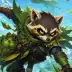 Dash the Raccoon Rogue, a 1-star Wind monster in Omigacha